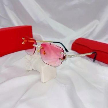 2026 Diamond Cut Rimless Square Sunglasses &acirc;�� Unisex Luxury Rhinestone UV400