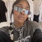 Futuristic Shield Sunglasses Silver Mirrored UV400 Y2K Oversized Unisex