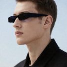 Retro Slim Rectangle Sunglasses Black Y2K Unisex Fashion Shades