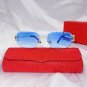 New Cut Blue Lens Sunglasses square Rimless Sunglasses High Quality Unisex