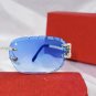 New Cut Blue Lens Sunglasses square Rimless Sunglasses High Quality Unisex