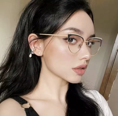 Classic Cat-eye Metal Multi-color Women's Photochromic Anti-blue Light Glasses