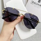Vintage Rimless Alloy Pilot Sunglasses for Men  Women Gradient Sun Glasses Femal