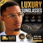 Mens Hip Hop 18k Gold Frame Rectangle Clear Lens Wood Grain Retro Eye Glasses