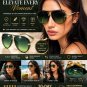 Women Oversized Green Gradient Sunglasses Gold Frame Fashion Shades UV400