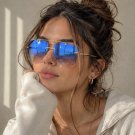 Blue Lens Gold Frame Sunglasses | Rimless Minimal Shades