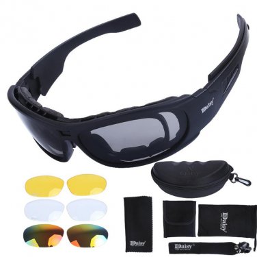 Daisy C6 Polarized Ballstic Army Sunglasses Military Goggles Rx Insert 4 Lens Ki