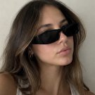 Black Slim Rectangle Sunglasses | Y2K Minimal Shades