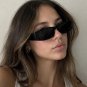 Black Slim Rectangle Sunglasses | Y2K Minimal Shades
