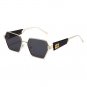 Luxury Hexagon Sunglasses Gold Frame Black Lens UV400 Retro Unisex