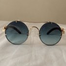 Round Green Gradient Lens Gold Frame Sunglasses Retro Streetwear Shades
