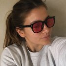 Black Square Sunglasses Red Tint Lenses Y2K Retro Streetwear UV400