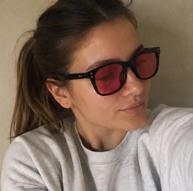 Black Square Sunglasses Red Tint Lenses Y2K Retro Streetwear UV400