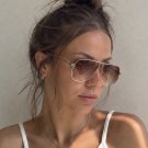 ������ Oversized Gradient Shield Sunglasses | Gold Frame Brown Lens Y2K Aesthetic
