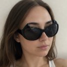 Black Cat Eye Wrap Sunglasses – Y2K Shield Style