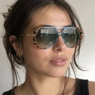 Vintage Y2K Tortoise Frame Blue Tint Sunglasses Retro Oversized Shades