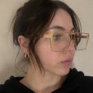 Vintage Style Gold Geometric Frame Sunglasses Clear Lens Oversized Retro Shades
