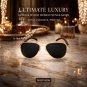 Luxury Gold Metal Sunglasses Black Lens Wood Grain Print Arms UV400 Retro Unisex