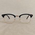 Vintage Style Half Frame Glasses Black Gold Clear  Lens