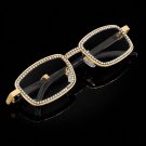 Luxury Gold Rhinestone Square Sunglasses – UV400 Fashion Eyewear for Men & Women