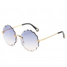 Driving Glasses Women Round Diamond Trimming Frameless Sunglasses Sun Flower Sun