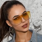 New Fashion Large Frame Square Sunglasses Women's Trendy One Piece Metal Sunglas