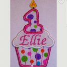 1st or 2nd girls birthday cupcake iron on patch multi-color polka dots