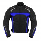 Men Motorcycle Cordura Jacket Motorbike Textile Coat Blue Waterproof Ce Approved Armors