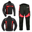Motorbike Racing Cordura Suit Jacket Trousers Removable Armors Red