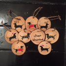 Set of 9 Rustic "Wiener Wonderland" Dachshund Christmas Tree Ornaments