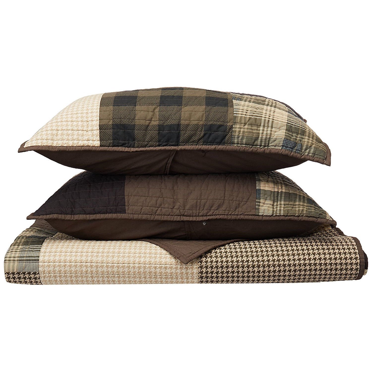 * NEW * Woolrich Winter Hills Plaid/Solid Quilt Set (Full/Queen) (