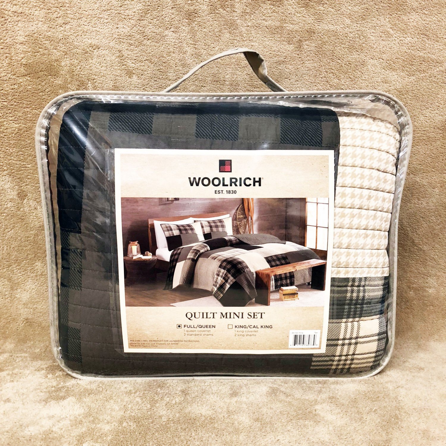 * NEW * Woolrich Winter Hills Plaid/Solid Quilt Set (Full/Queen) (