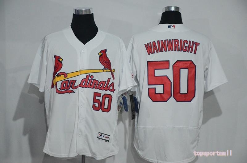 50 Adam Wainwright Stitched Jersey For Men Size S to 3 XL White 2