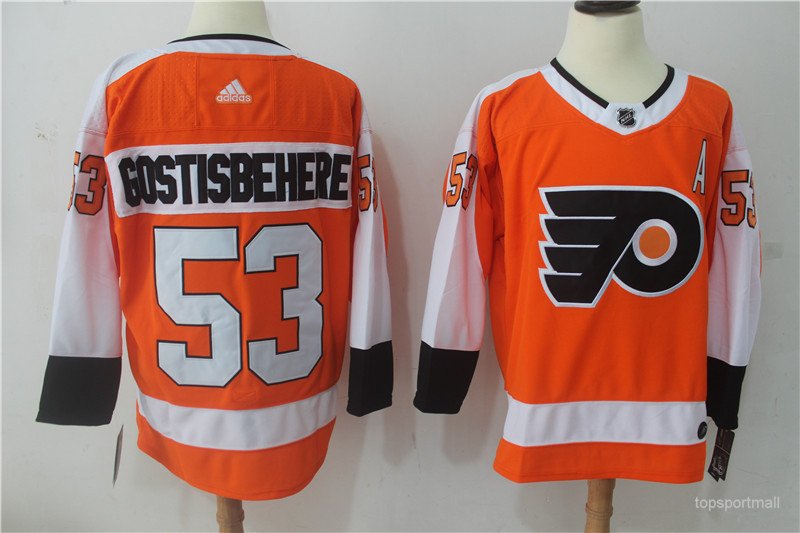 53 Shayne Gostisbehere Jersey For Men Size S to 3 XL Orange 1