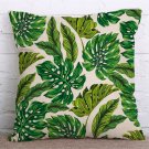 Africa Tropical Plant Printed Cushion Cover Green Leaves Linen Pillow