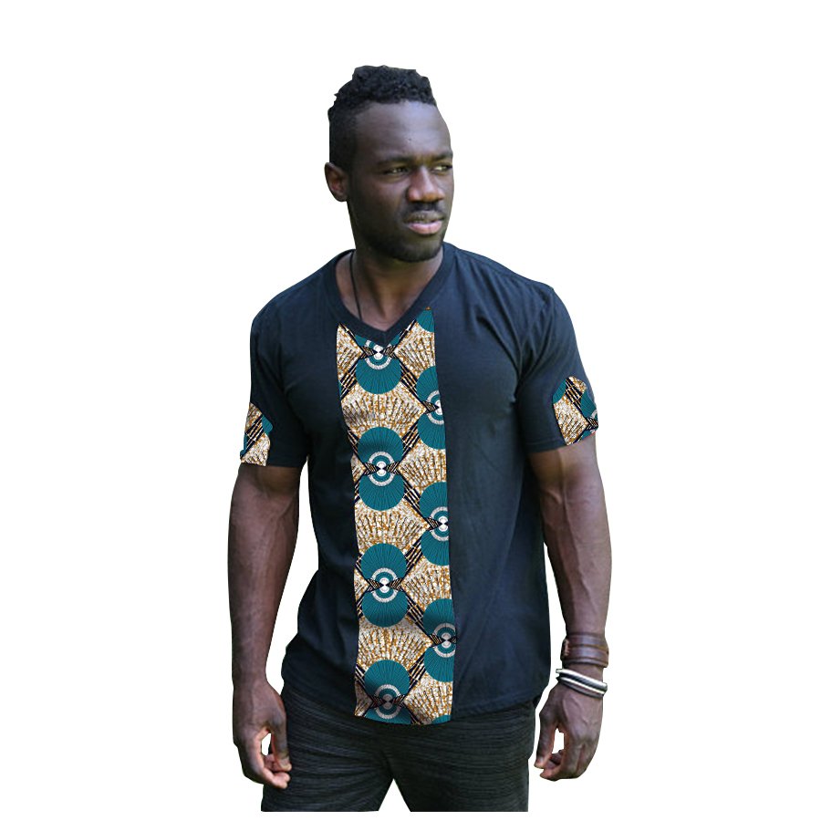 Mens Fashion African Tops Summer Dashiki Clothes Print And Black Short ...