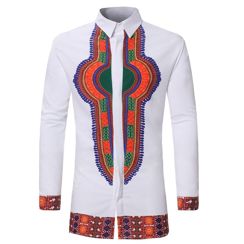 African Dashiki Shirt Men 2018 Casual Long Sleeve Button