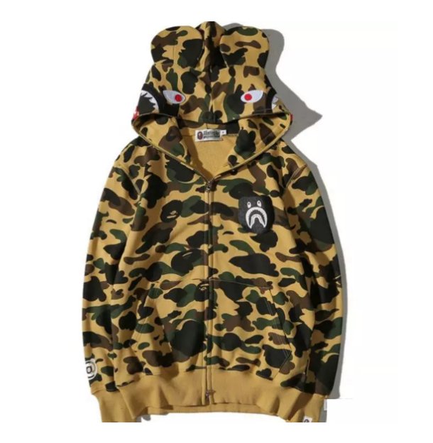 Personality Hooded Sweater Coat Shark hoodies Men Camouflage Size M to 2 XL