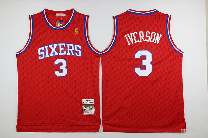 3 Allen Iverson Stitched Jersey For Men Size S to 2 XL Red