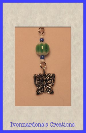 Irises Jet Glass and Silver Butterfly