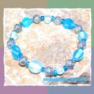 Turquoise and Silver Roses Bracelet