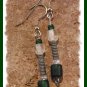 Twisted Metal and Green Earrings