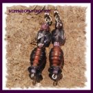 Purple Square and Barrel Earrings