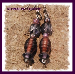 Purple Square and Barrel Earrings