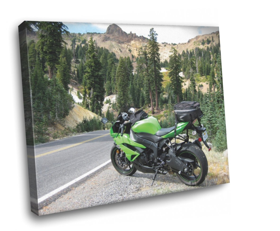 Kawasaki Ninja Zx 6r Left Side View Photo 4 Framed Canvas Wall Art 12x8