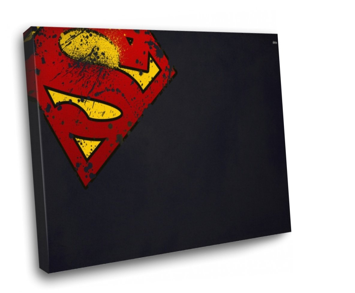 Superman Logo Framed Canvas Wall Art 12x8