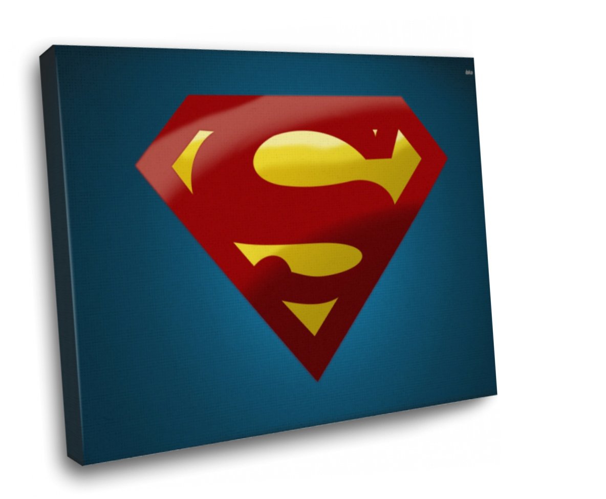 Superman Logo Framed Canvas Wall Art 12x8