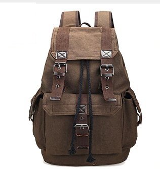 Unisex Canvas Backpack School Rucksack Men Drawstring