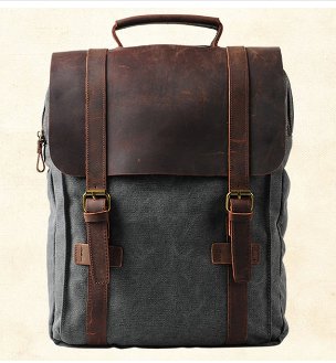 Fashion Male Backpack Leather military Canvas backpack Men backpack