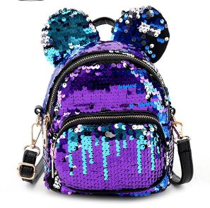 hot sales women mini sequins backpacks lovely ears bling multifunctional